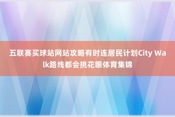 五联赛买球站网站攻略有时连居民计划City Walk路线都会挑花眼体育集锦