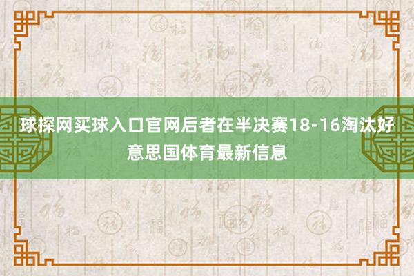 球探网买球入口官网后者在半决赛18-16淘汰好意思国体育最新信息