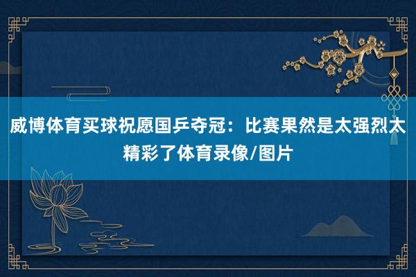 威博体育买球祝愿国乒夺冠：比赛果然是太强烈太精彩了体育录像/图片