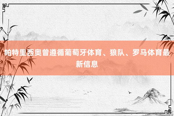 帕特里西奥曾遵循葡萄牙体育、狼队、罗马体育最新信息